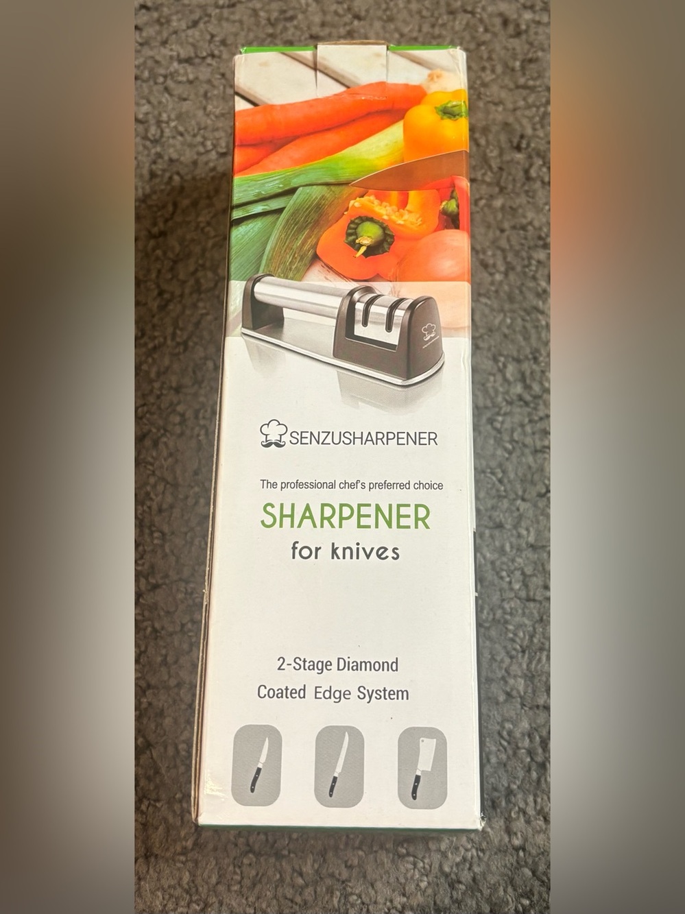 Knife Sharpener 2 Stage Diamond Coated Edge System Senzusharpener New